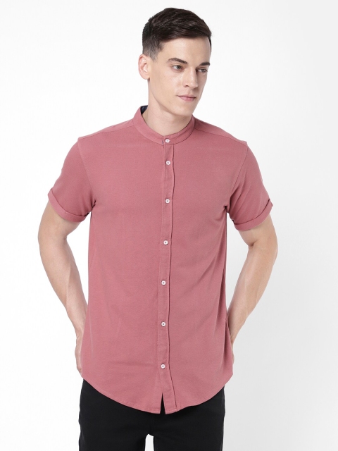 

R&B Men Solid Casual Shirt, Pink