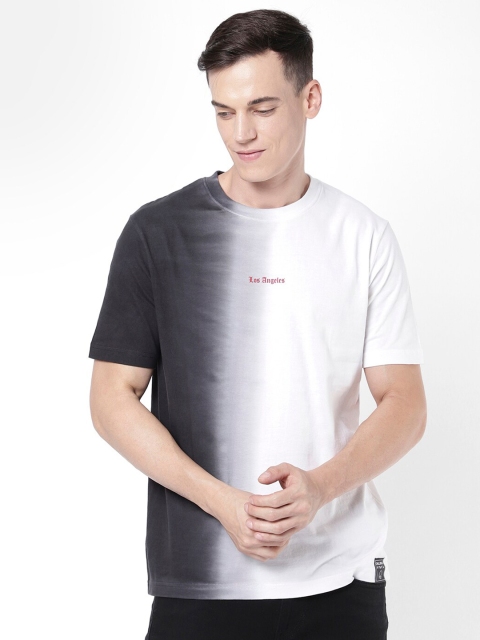 

R&B Men Dyed Monochrome Cotton T-shirt, Black
