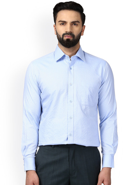 

Raymond Men Blue Classic Regular Fit Striped Formal Shirt