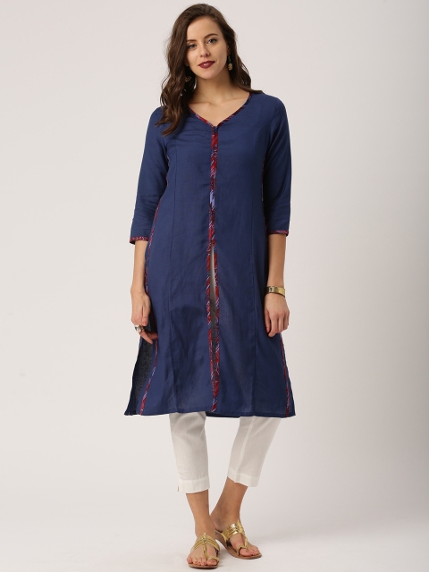 

IMARA Women Blue Straight Kurta