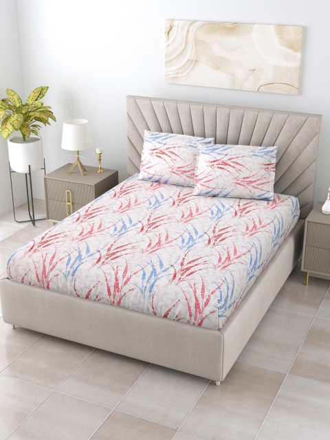 

BOMBAY DYEING Printed 120 TC King Bedsheet with 2 Pillow Covers, White