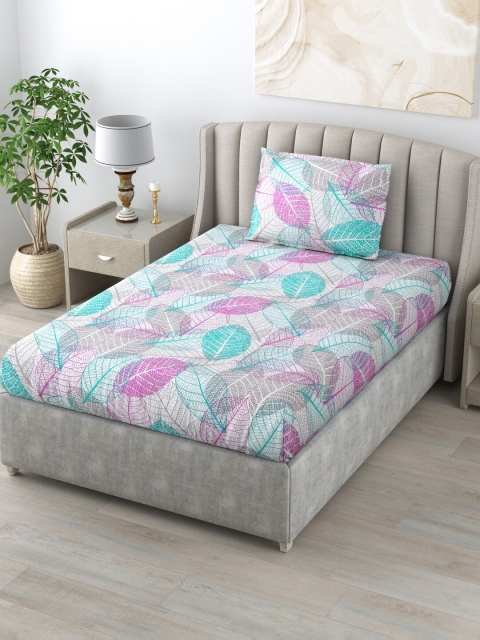 

BOMBAY DYEING Printed 104 TC Single Bedsheet with 1 Pillow Covers, Grey