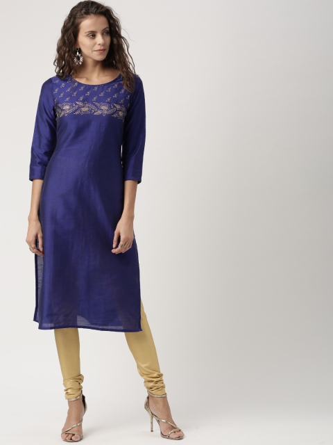 

IMARA Women Black Solid Straight Kurta