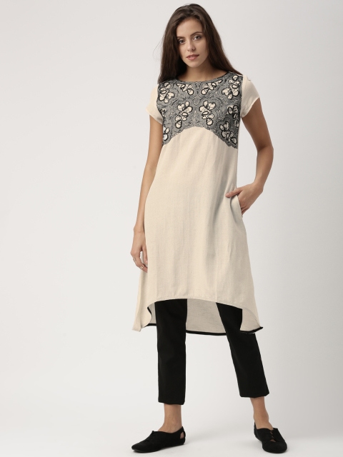 

IMARA Women Off-White Solid A-Line Kurta