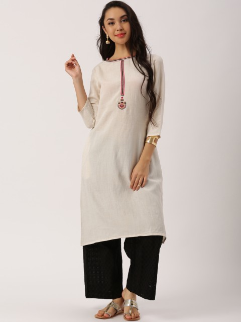 

IMARA Women Off-White A-Line Kurta