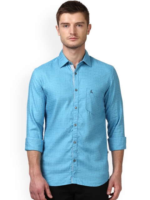 

Parx Men Blue Slim Fit Checked Casual Shirt