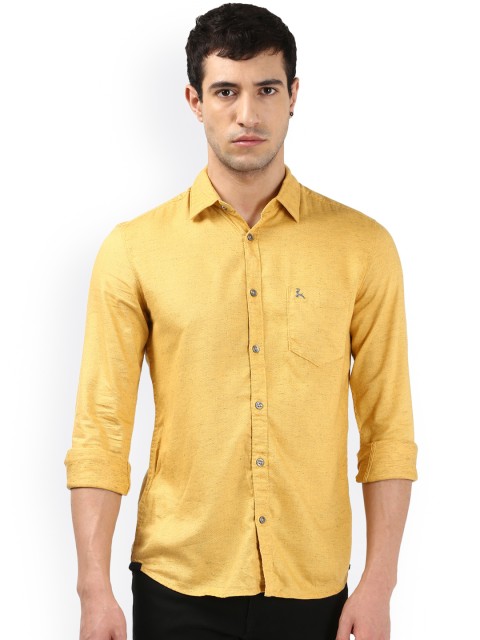 

Parx Men Yellow Smart Slim Fit Self-Design Casual Shirt