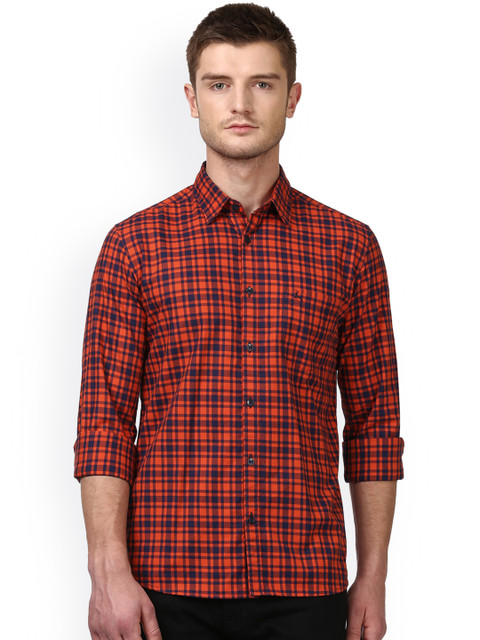 

Parx Men Red & Blue Slim Fit Checked Casual Shirt