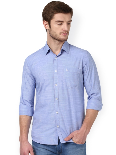 

Parx Men Blue Smart Slim Fit Striped Casual Shirt