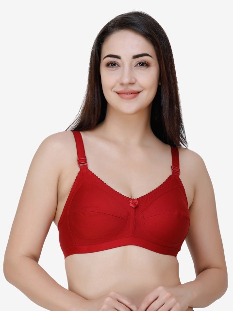 

College Girl Solid Cotton Non Padded Everyday Bra, Maroon