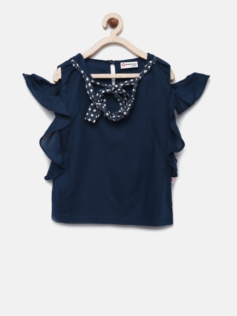 

Peppermint Girls Navy Solid Top, Navy blue
