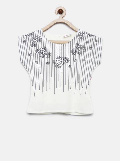 

Peppermint Girls Off-White Printed Boxy Top
