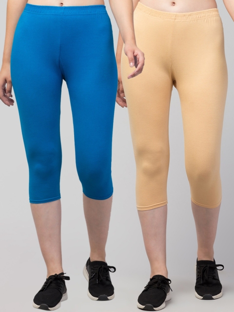 

Apraa & Parma Women Pack of 2 Skinny Fit Capris, Blue