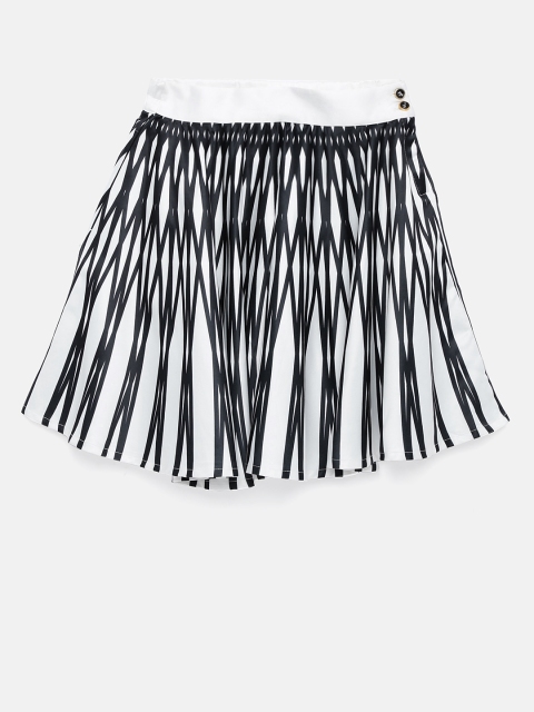 

Peppermint Girls White & Black A-Line Printed Skirt