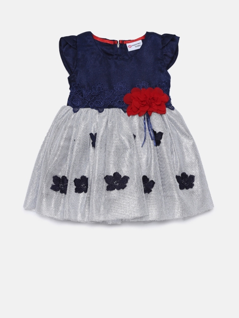 

Peppermint Girls Navy & Silver Fit and Flare Dress, Navy blue