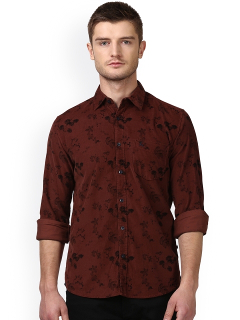 

Parx Men Rust Slim Fit Printed Casual Shirt