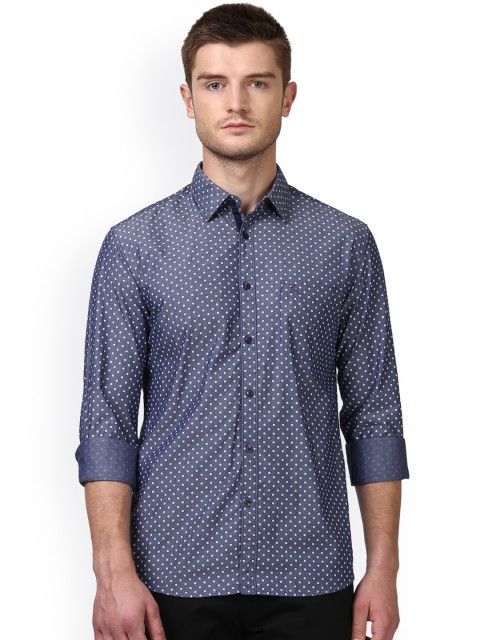 

Parx Men Blue Smart Slim Fit Printed Casual Shirt