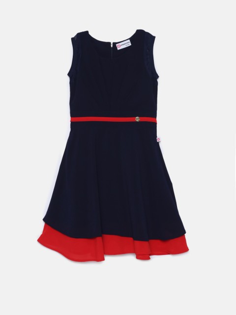 

Peppermint Girls Navy Blue Solid A-Line Dress