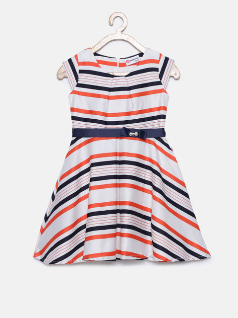 

Peppermint Girls White Striped Fit and Flare Dress