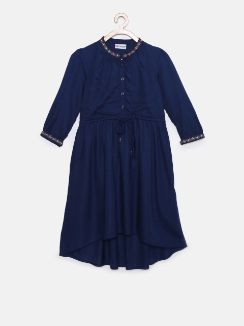 

Peppermint Girls Navy Blue Solid A-Line Dress