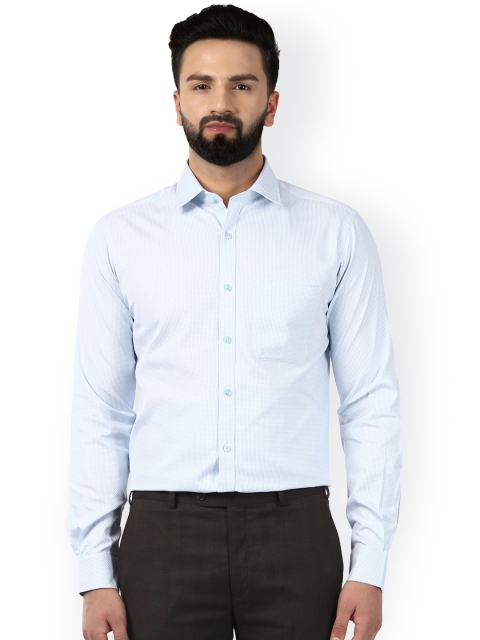 

Raymond Men White & Blue Slim Fit Checked Casual Shirt