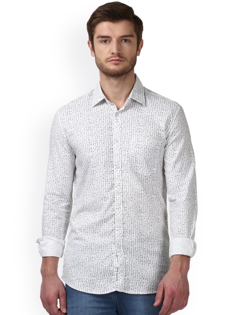 

Parx Men White Smart Slim Fit Printed Casual Shirt
