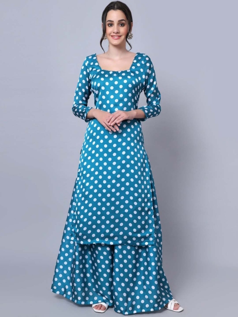 

anokherang Women Blue Printed Kurta with Palazzos