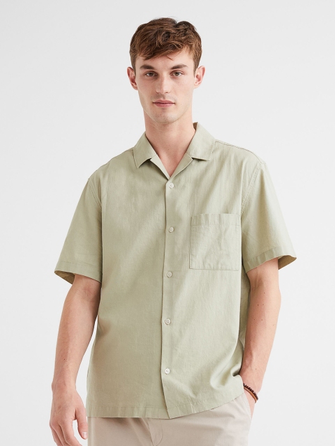 

H&M Men Green Regular Fit Linen-blend shirt