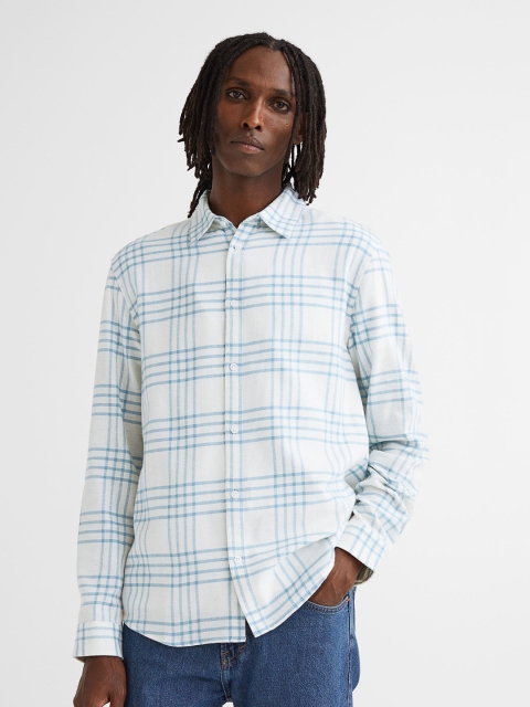 

H&M Men Checked Shirt Regular Fit, White