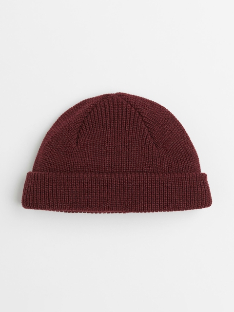 

H&M Men Rib knit Hat, Maroon