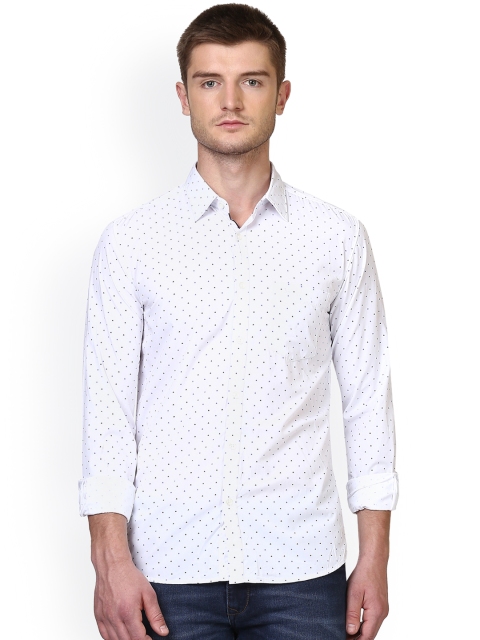 

Parx Men White Smart Slim Fit Printed Casual Shirt