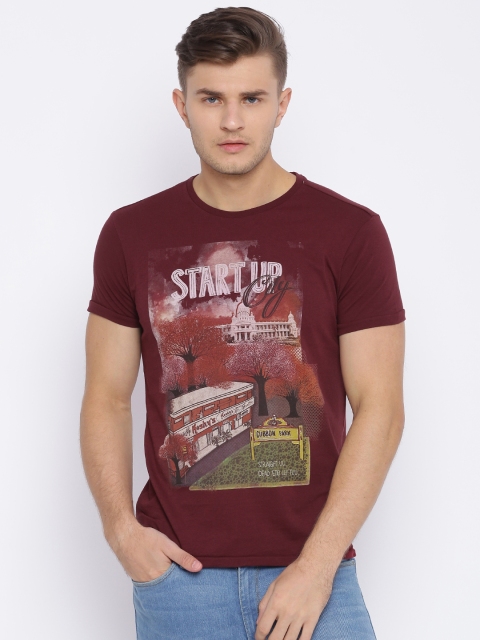 

Solly Jeans Co. by Allen Solly Men Maroon Printed Round Neck T-shirt