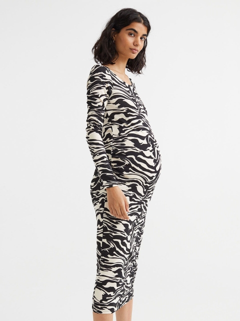 

H&M MAMA Long-Sleeved Dress, Black