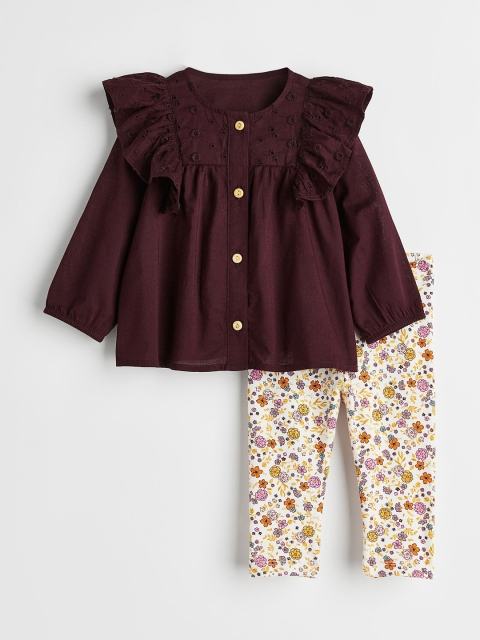 

H&M Girls 2-Piece Cotton Set, Burgundy