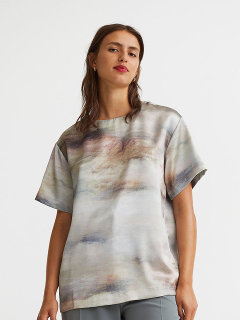 

H&M Women Oversized Satin Blouse, White