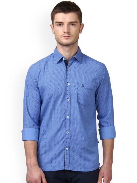 

Parx Men Blue Smart Slim Fit Printed Casual Shirt