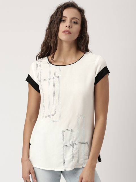 

IMARA Women Off-White Self-Design Top
