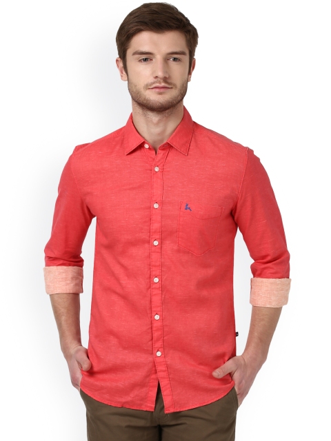 

Parx Men Coral Red Smart Slim Fit Solid Casual Shirt