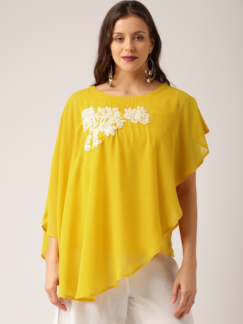 

IMARA Women Mustard Yellow Cape Top