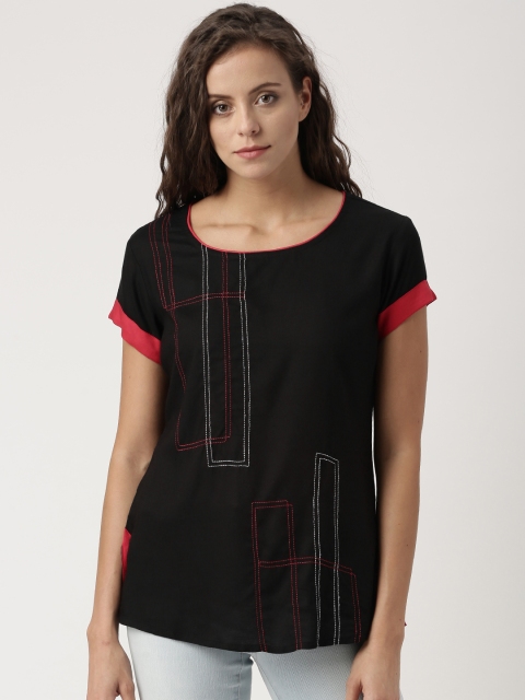 

IMARA Women Black Self-Design Top