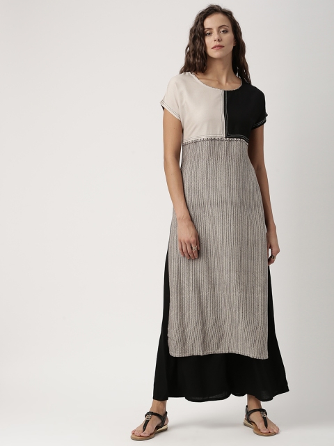

IMARA Women Beige Striped Straight Kurta
