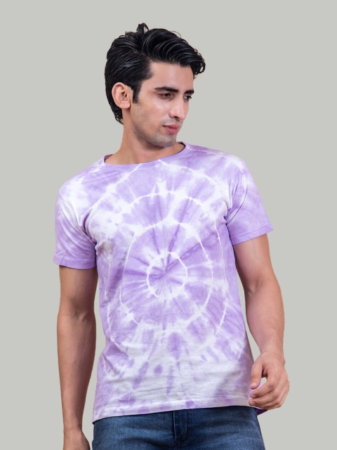 

Tistabene Men Tie and Dye Dyed Cotton T-shirt, Purple