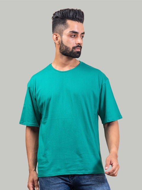 

Tistabene Men Drop-Shoulder Sleeves Loose Cotton T-shirt, Green