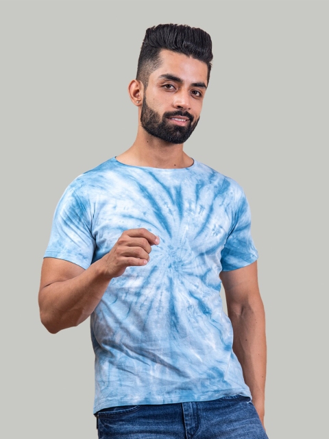 

Tistabene Men Tie and Dye Dyed Cotton T-shirt, Blue