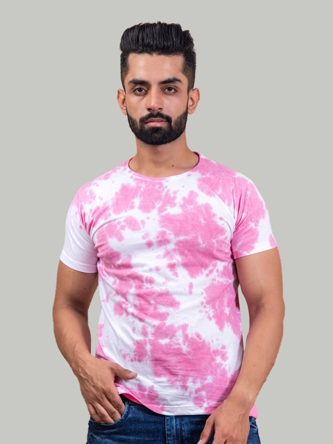 

Tistabene Men Tie and Dye Dyed Cotton T-shirt, Pink
