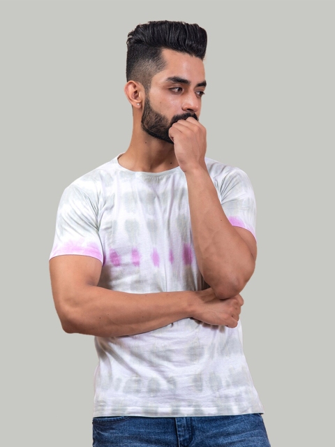 

Tistabene Men Tie and Dye Dyed Cotton T-shirt, White