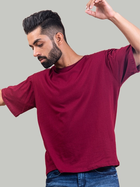 

Tistabene Men Loose T-shirt, Burgundy