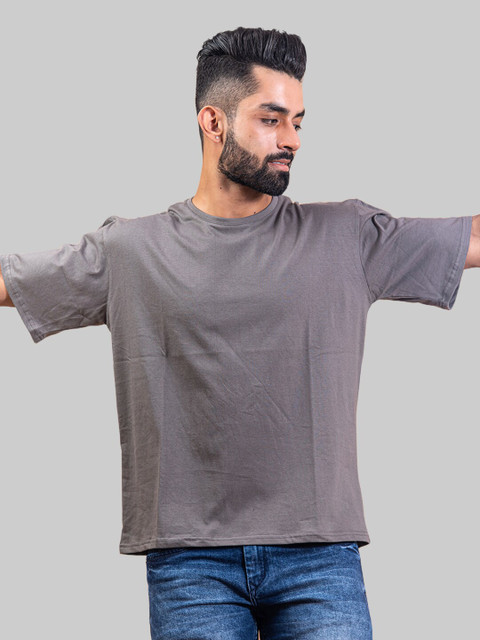 

Tistabene Men Drop-Shoulder Loose Cotton T-shirt, Grey