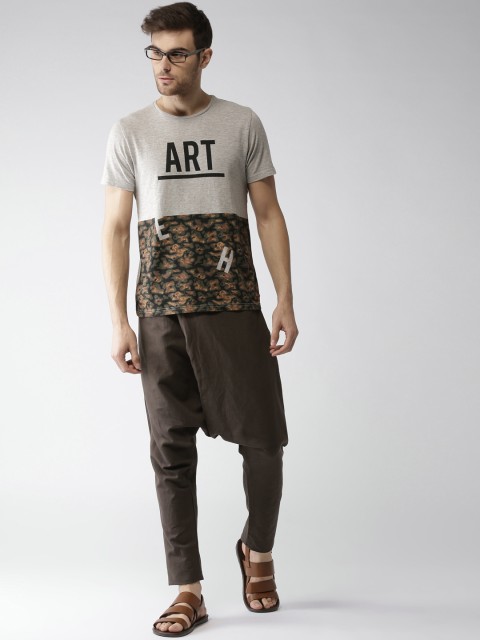 

Mast & Harbour Men Brown Regular Fit Solid Drop Crotch Trousers