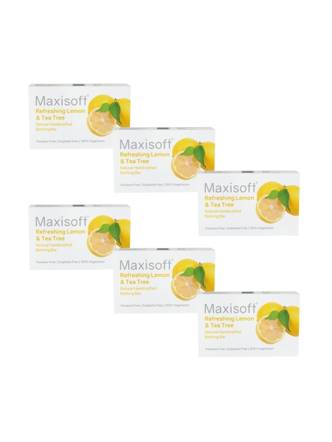 

Maxisoft Set Of 6 Refreshing Lemon & Tea Tree Bathing Bar 75 g Each, White